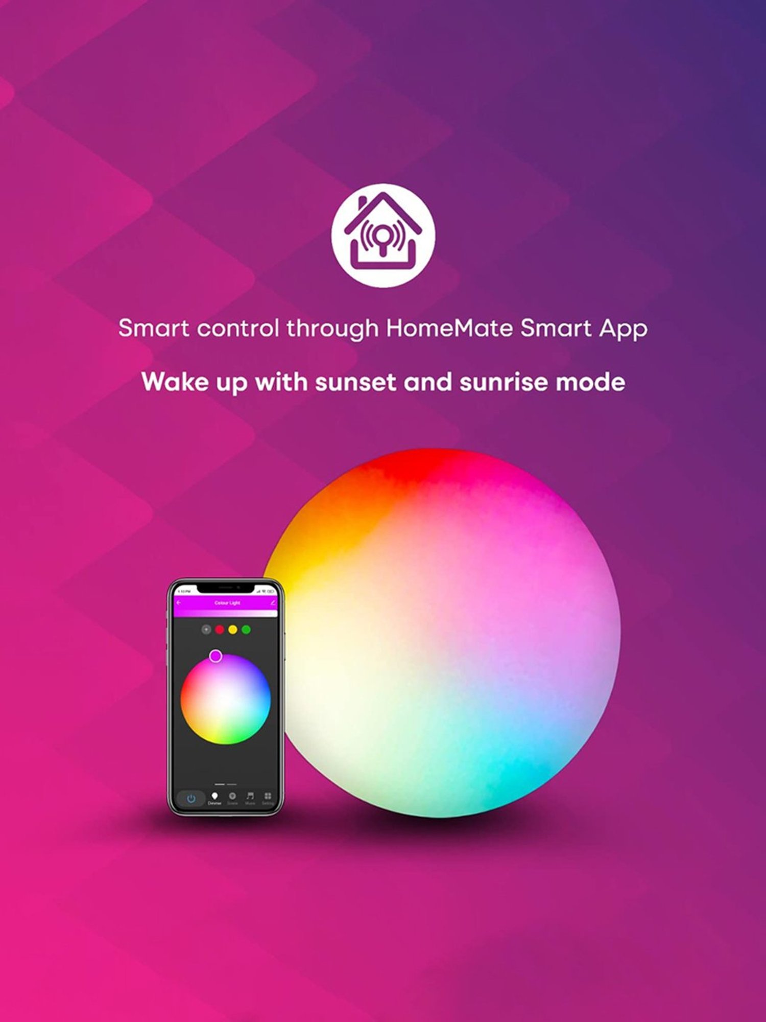HomeMate 15 Watt WiFi Smart LED Surface Light Compatible with Alexa, Google Home & Siri (Multicolor)