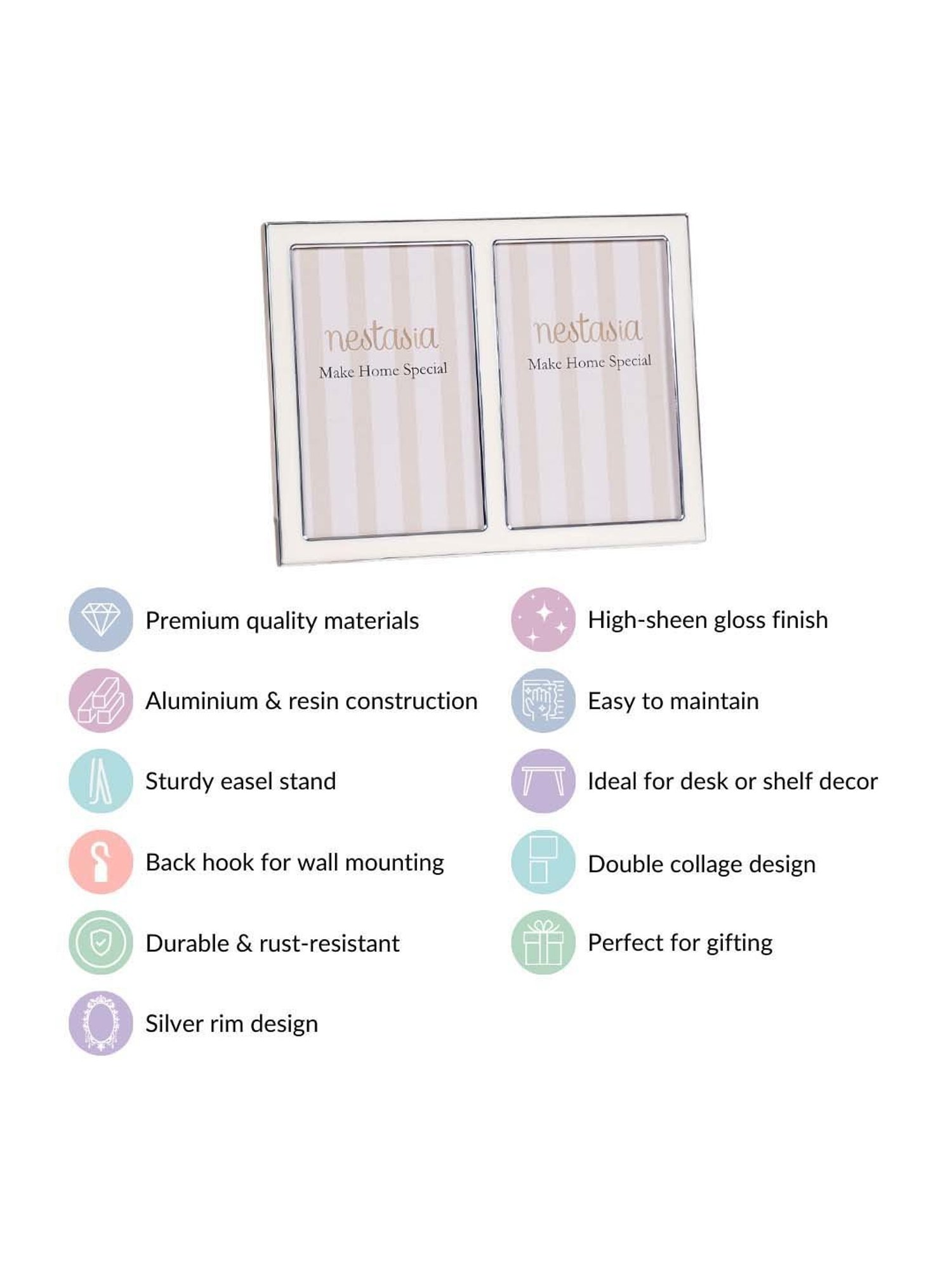 Nestasia Double Collage Photo Frame 8 Inches x 6.5 Inches White