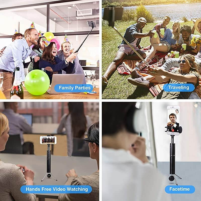 Stick Tripod Stand Bluetooth Tripod Stand Wireless Remote Compatible with Android Apple Cellphone Smartphone iPhone x Plus 6 7 8 S5 S6 S7 Google Huawei Black Red