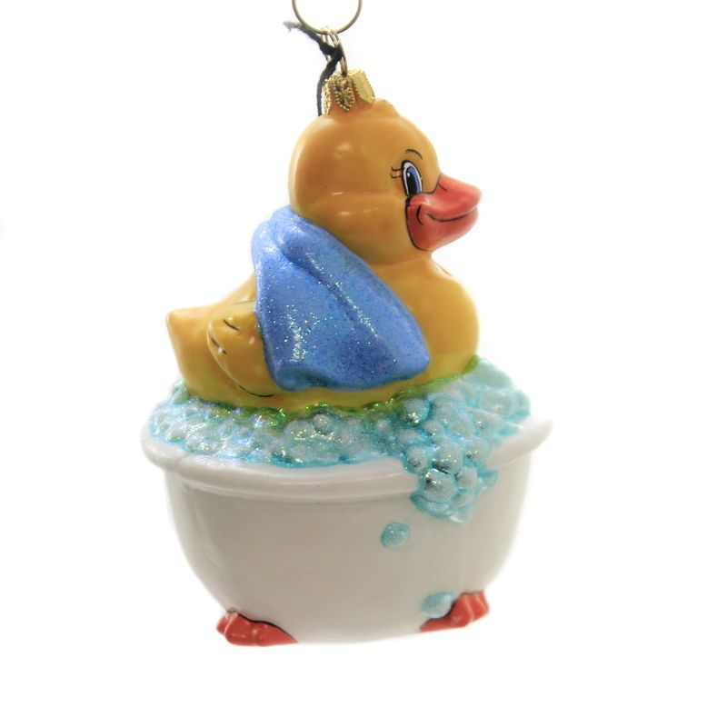 Joy To The World 4.5" Babys First Rubber Ducky Blue Ornament Tub Time Bubbles Boy  -  Tree Ornaments