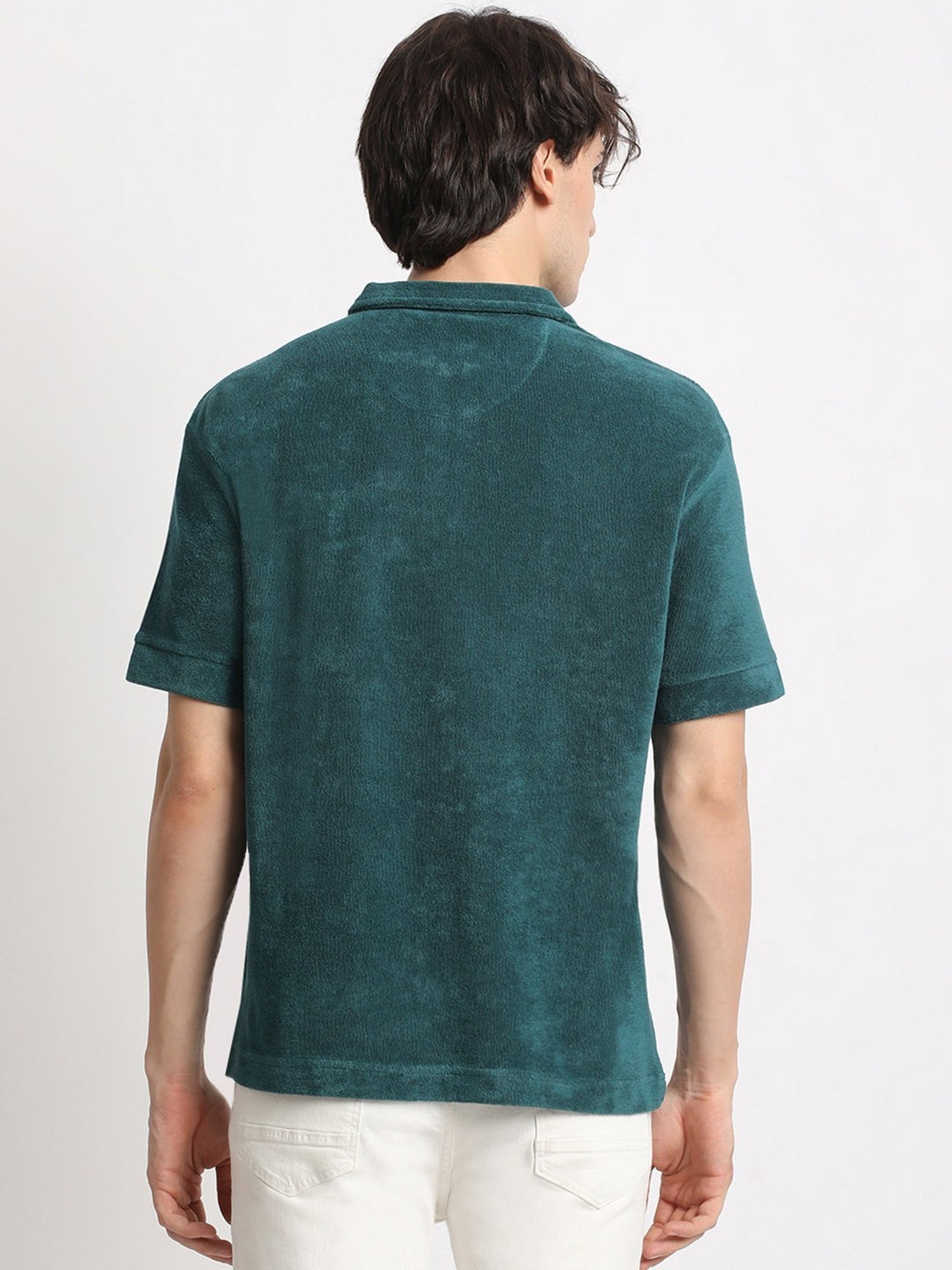 The Bear House Teal Green Relaxed Fit Polo T-Shirt