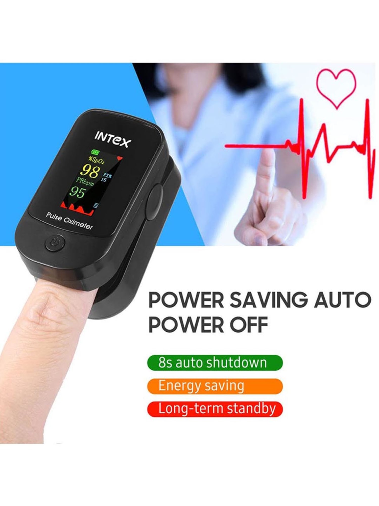 Intex MCP IT-OX02 Pulse Oximeter with Oxygen Saturation Monitor (Black)