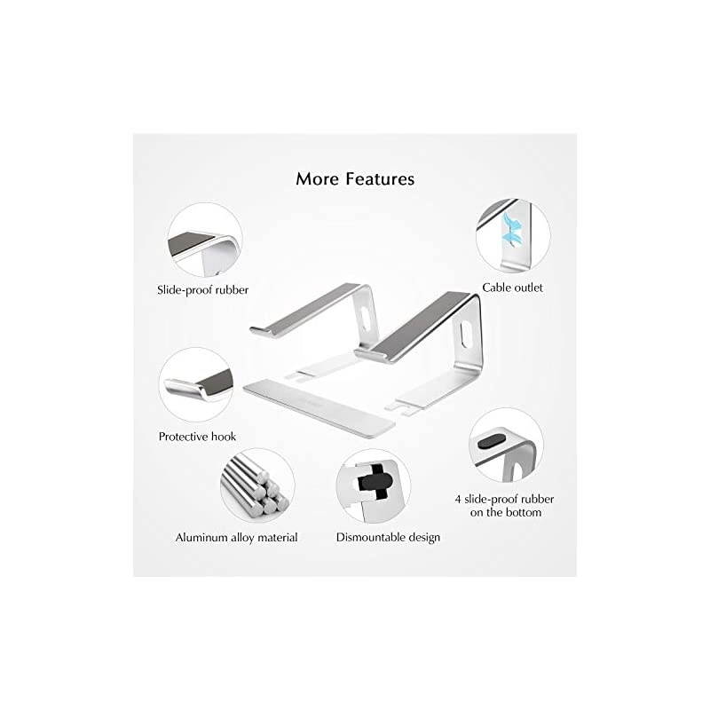 Laptop Stand, Aluminum Ergonomic Laptop Riser Computer Stand for Desk, Detachable Laptop Holder Compatible for All 10-15.9" MacBook Air Pro, Samsung, Acer, HP, Dell Laptops-Silver