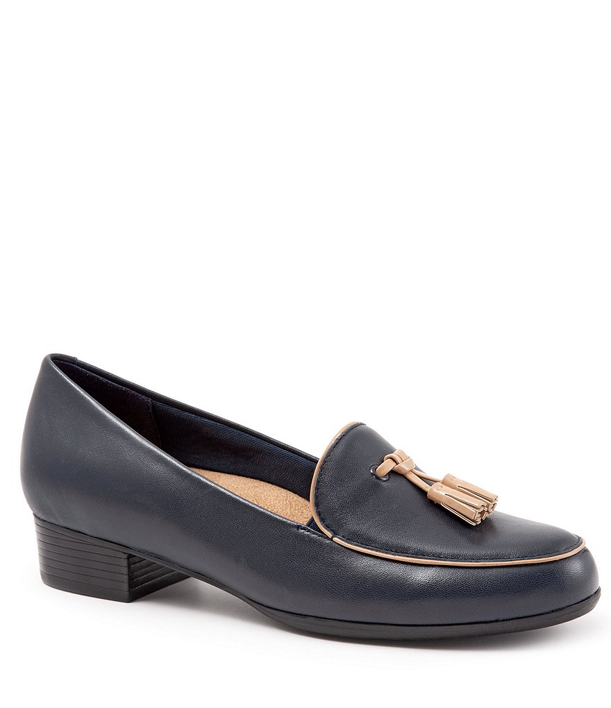 Trotters Mary Leather Tassel Block Heel Loafers
