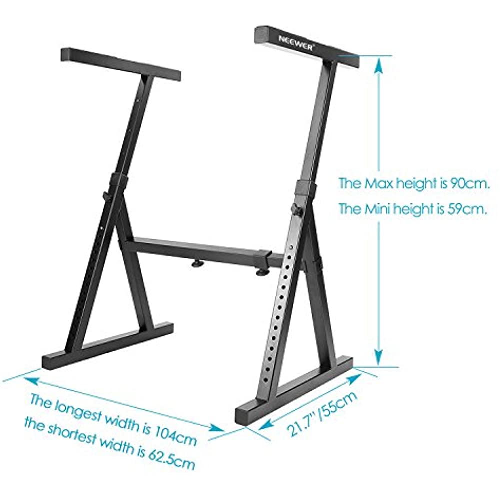 Neewer&reg; Heavy Duty Z-Style Keyboard Stand with 23.2-35.4"/59-90cm Adjustable Height and 24.6-40.9"/62.6-104cm Adjustable Width