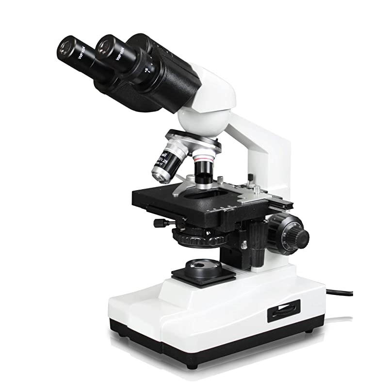 VME0007B-100-LD Binocular Compound Microscope, 10x WF Eyepieces, 40x&mdash;1000x Magnification, LED Illumination, Coaxial Coarse & Fine Focus, 1.25 N.A. Abbe Condenser