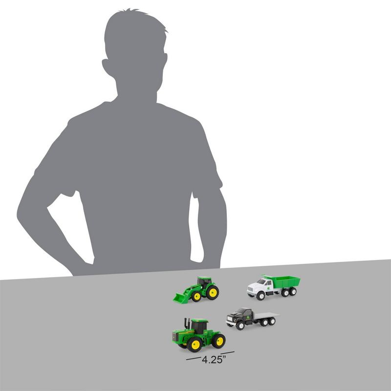 John Deere Vehicle Value 4pk 4 Wheel Drive Tractor Tractor with Loader Dump Truck and Flatbed Truck