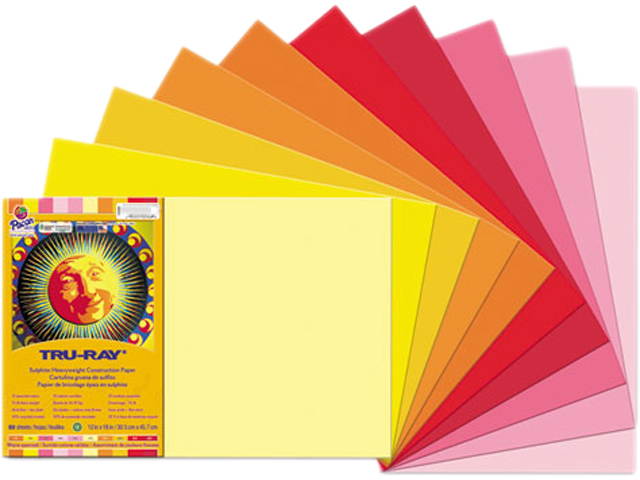 Tru-Ray Construction Paper, 76 lbs., 12 x 18, Assorted, 25 Sheets/Pack