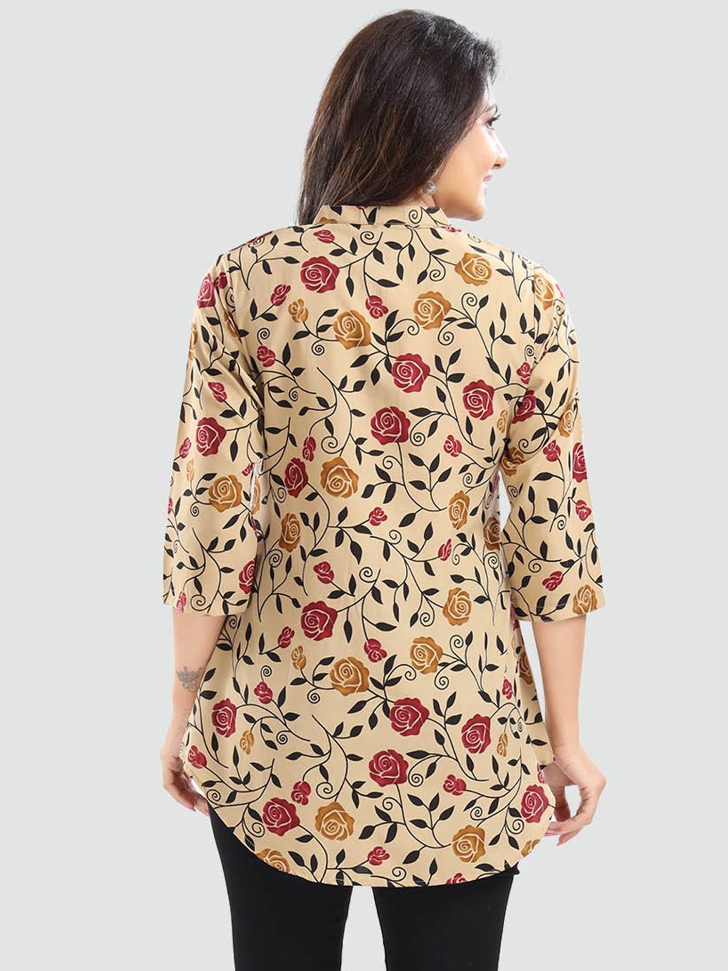 Saree Swarg Beige Printed Tunic