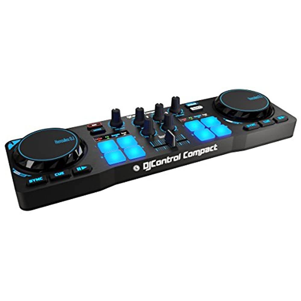 Hercules 4780843 DJControl Compact super-mobile USB Controller with 8 Trigger Pads and 2 Virtual Turntable Decks