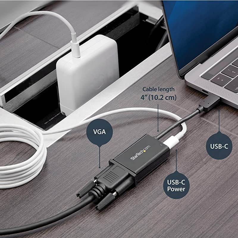 com USBC to VGA Adapter with Power Delivery USB PD USB C Adapter USB Type C to VGA Projector Adapter CDP2VGAUCP