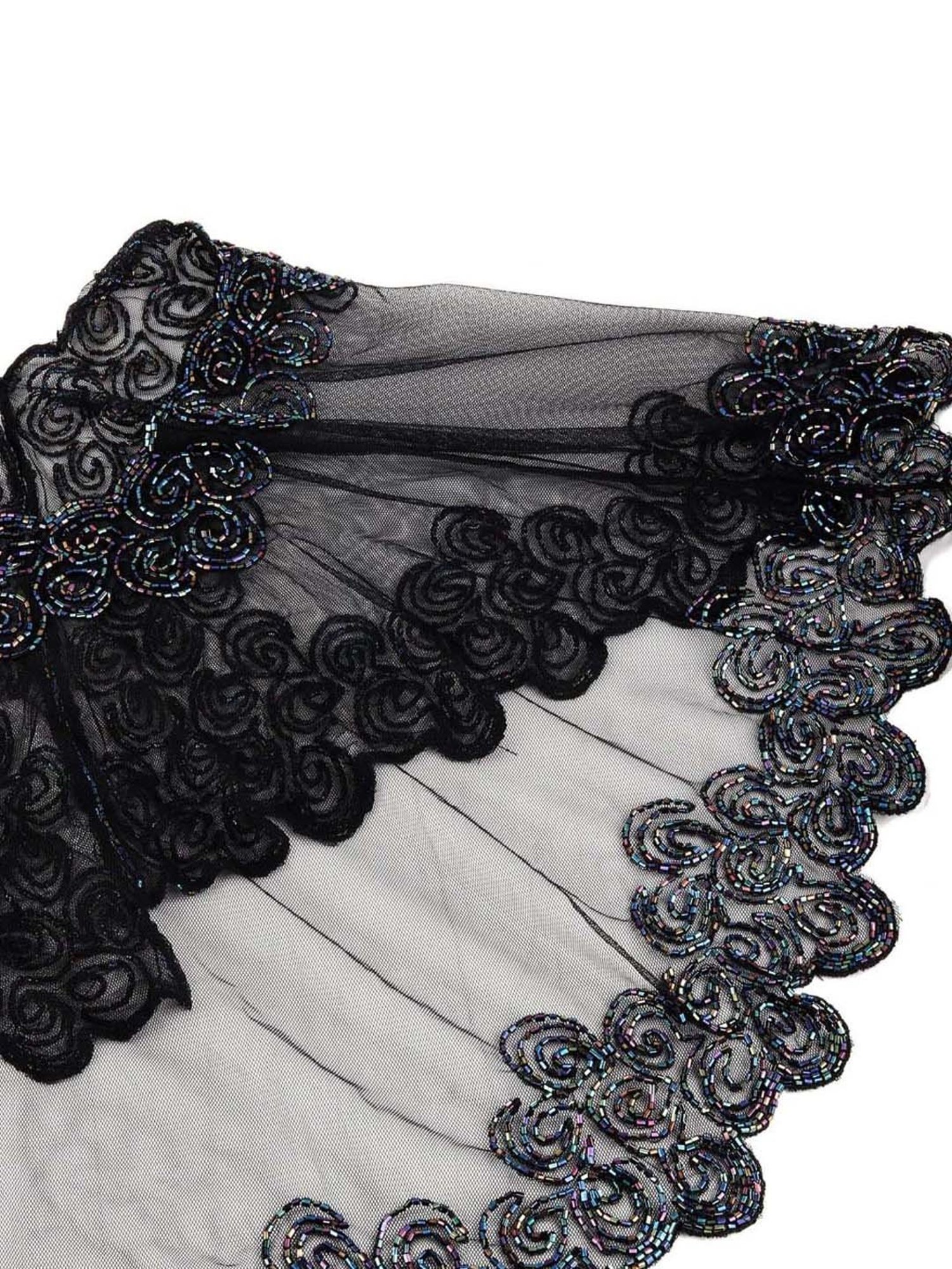 Odette Black Embellished Fancy Short Cape