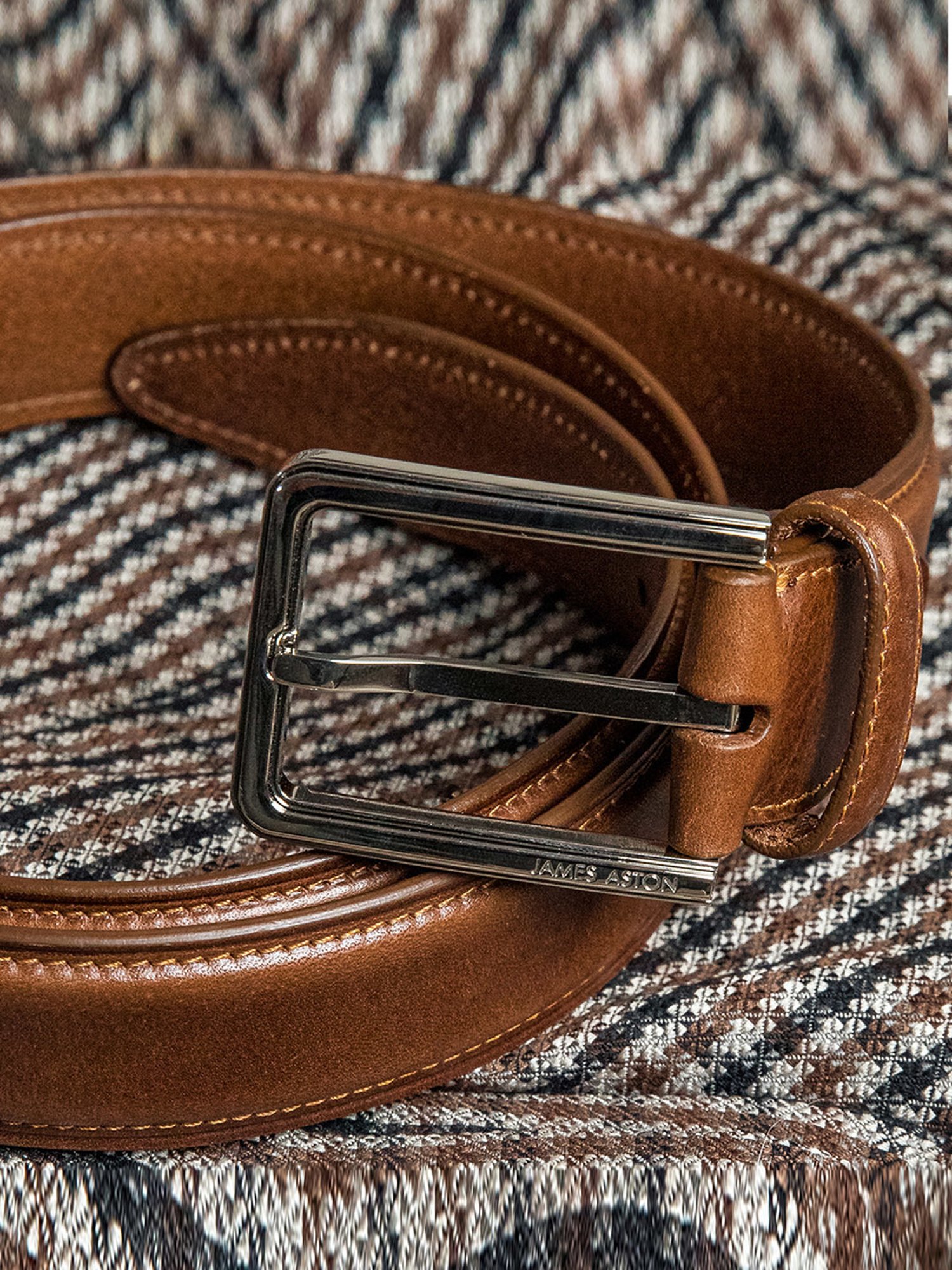 James Aston Brown Leather Waist Belt for Men