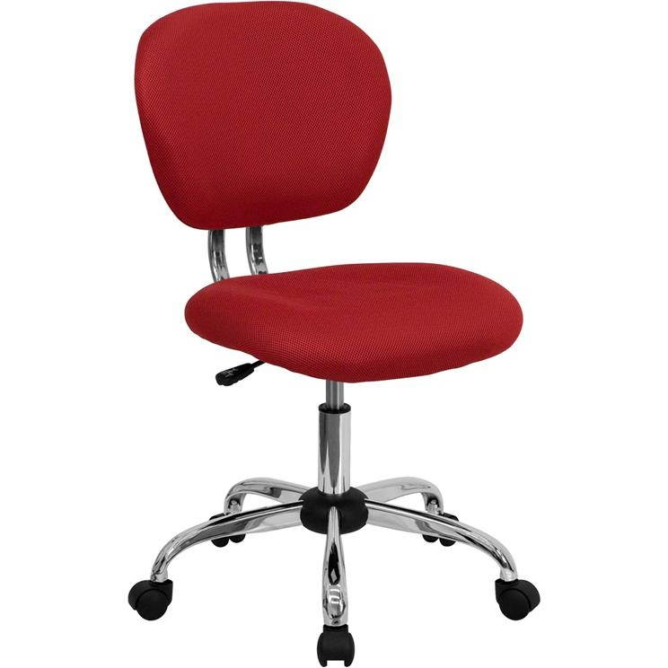 Mid-Back Red Mesh Padded Swivel Task Chair with Chrome Base