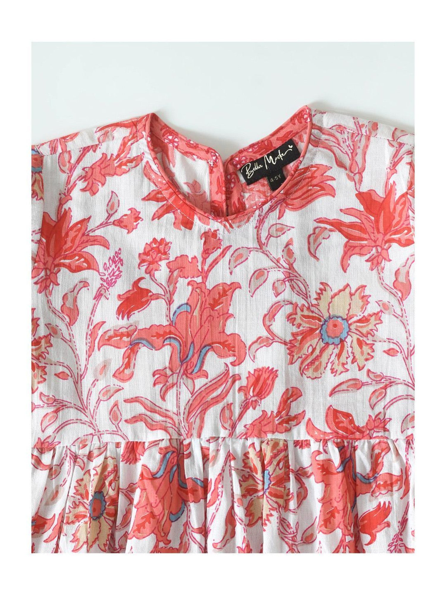 Bella Moda Kids Red Printed Full Sleeves Kurti with Pants