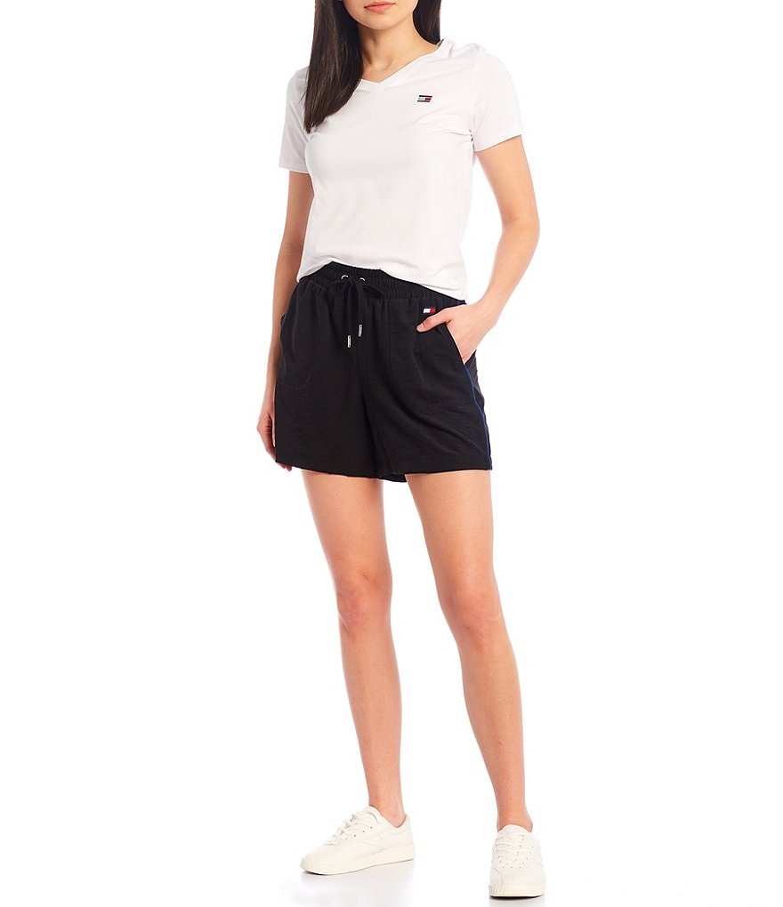 Marc New York Paperbag Waist Sueded Jersey Drawstring Shorts