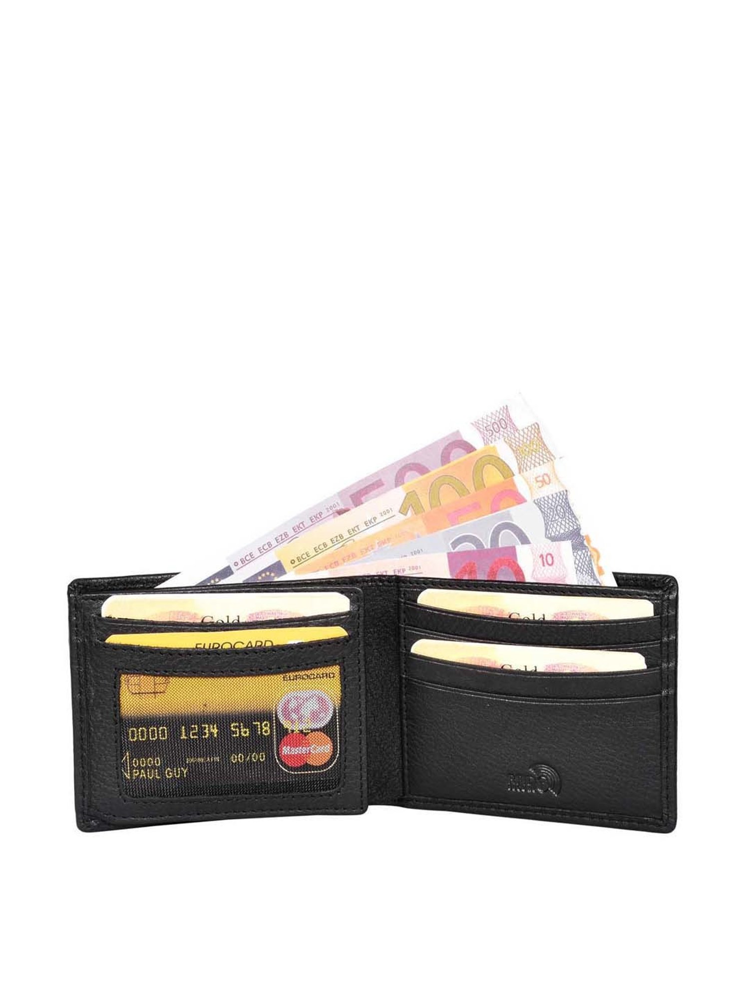 SASSORA Black Casual Leather Bi-Fold Wallet for Men