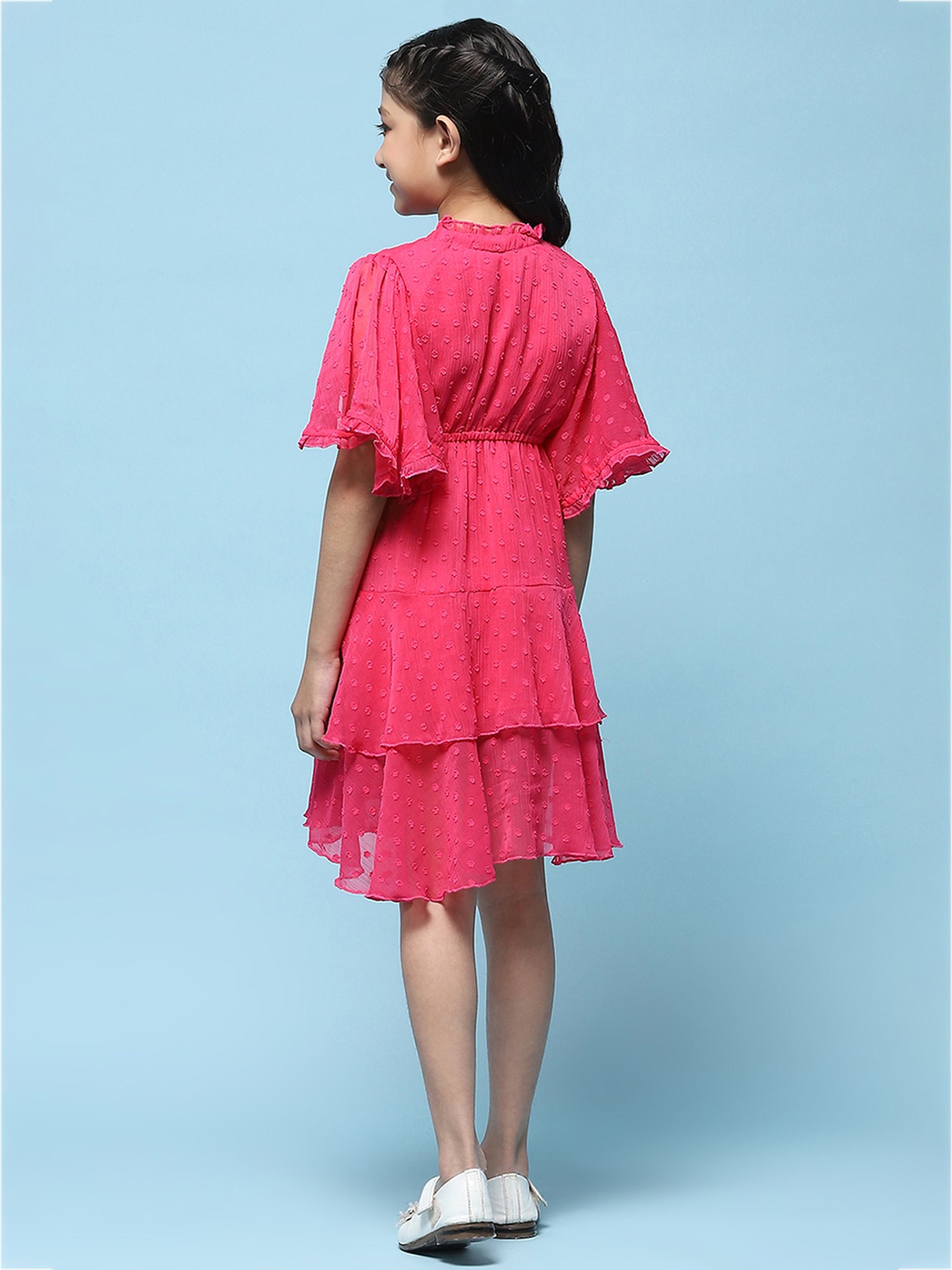 BIBA Girls Pink Solid Dress