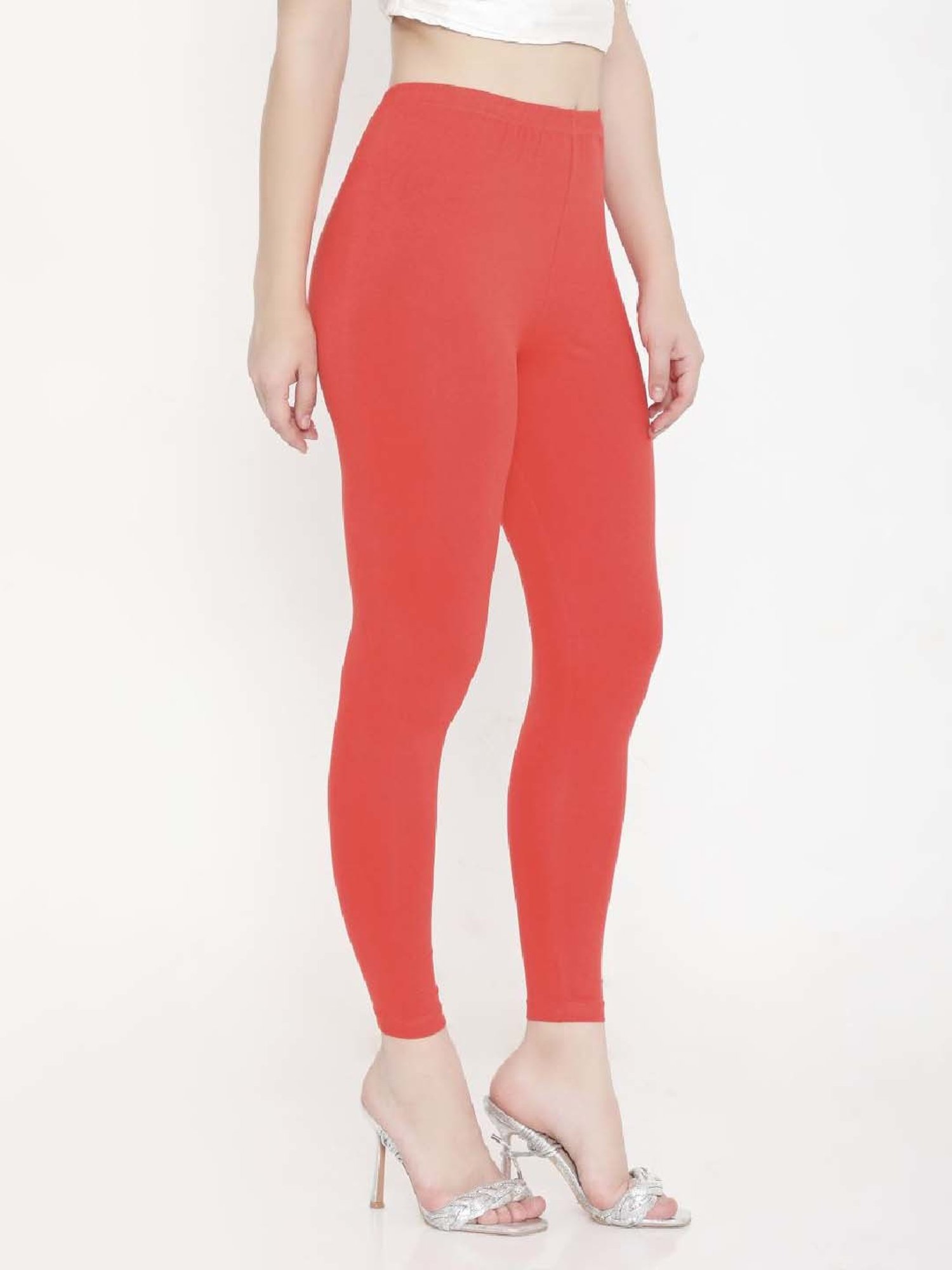FEELINGS Orange Plain Leggings