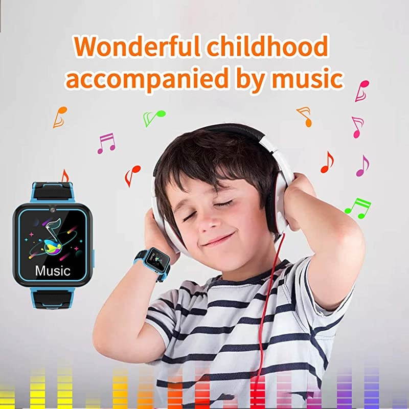 Kids Smartwatch Phone Music Player with SD Card Math Games,SOS Call,Camera,Alarm,Recorder,Calculator,Mp3,for Birthday Toys Children Boys Girls (Blue)