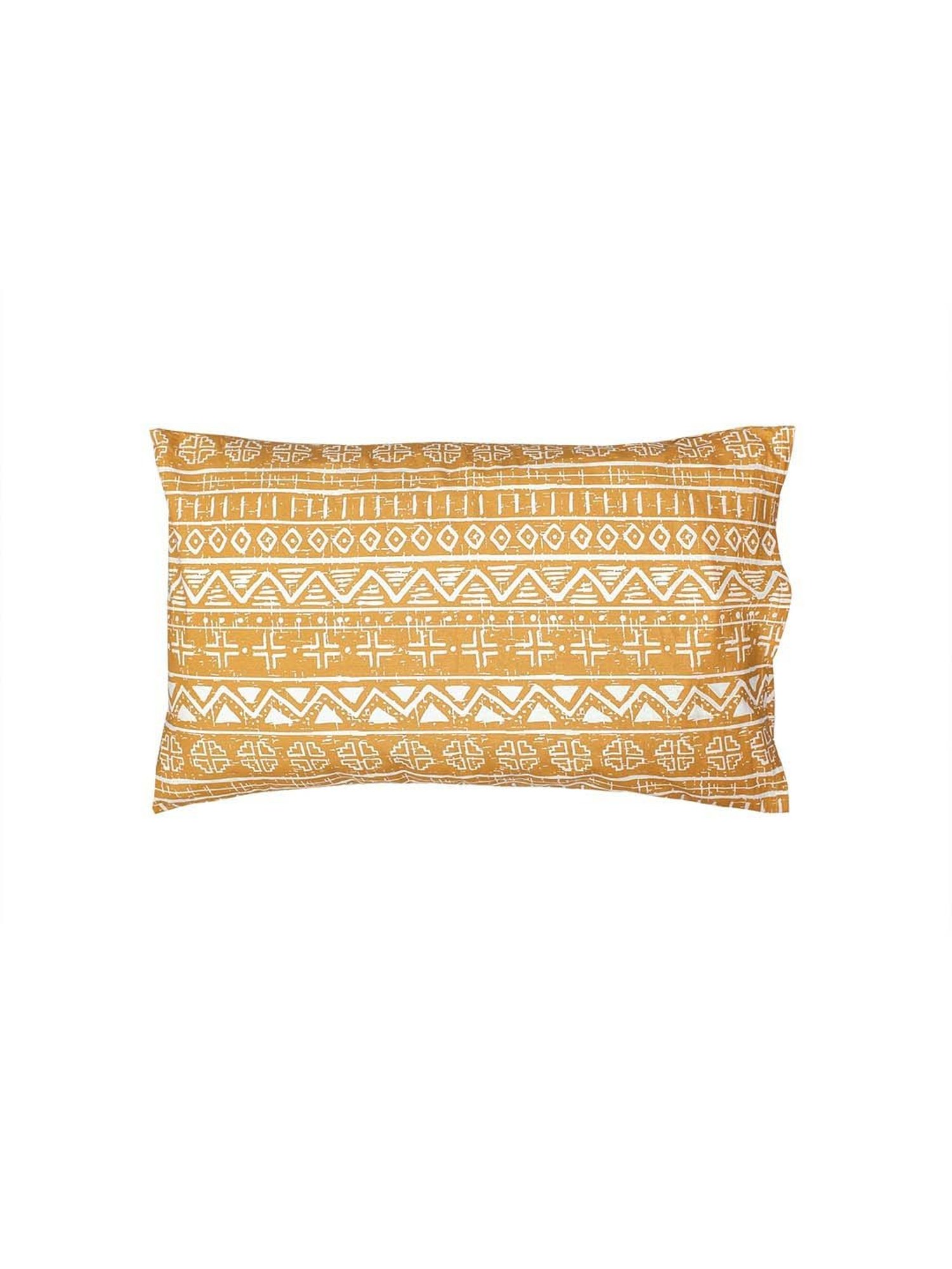 House This Kullu Patti Yellow 150 TC Cotton Fitted Bedsheet with 2 Pillow Covers