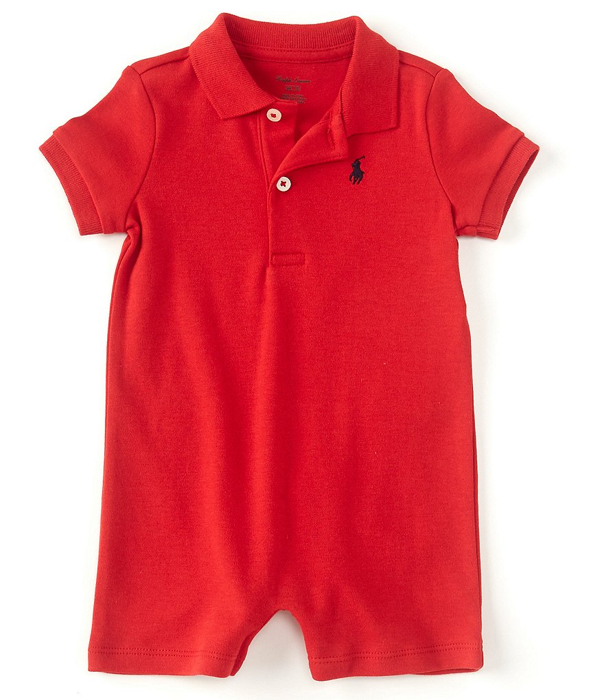 Ralph Lauren Childrenswear Baby Boys 3-24 Months Short-Sleeve Polo Interlock Shortall