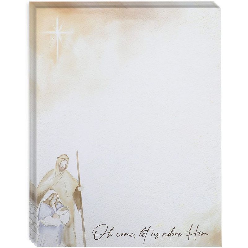 Faithful Finds 100-Pack Christmas Religious Nativity Theme Letter Paper, Let Us Adore Him (8.5 x 11 In)
