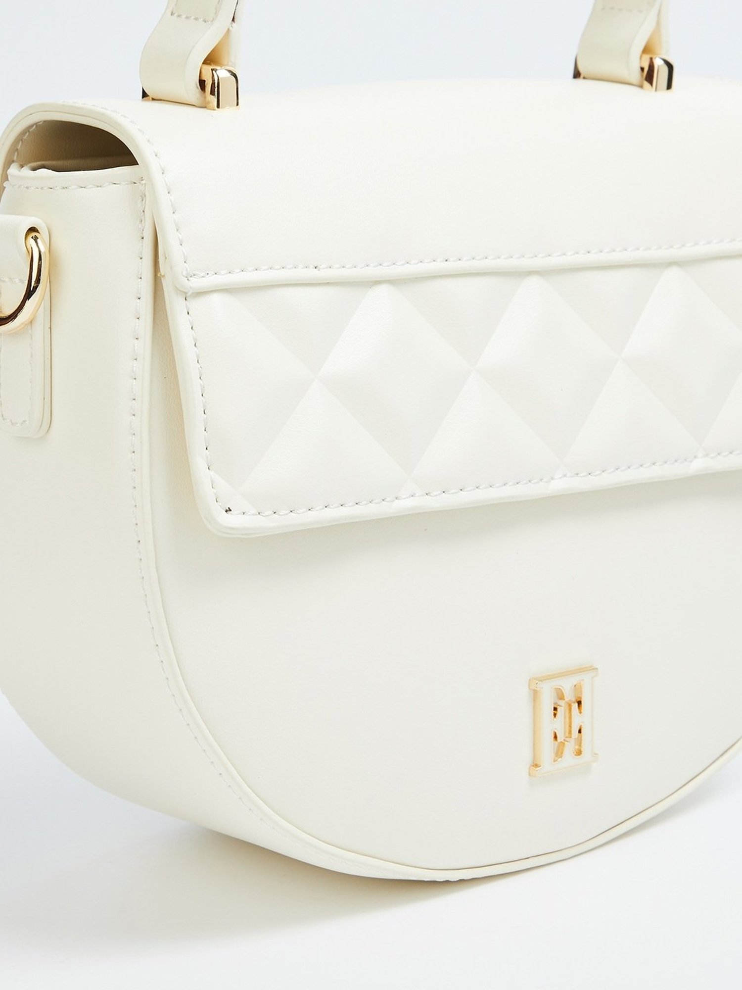 Elle White Textured Sling Handbag