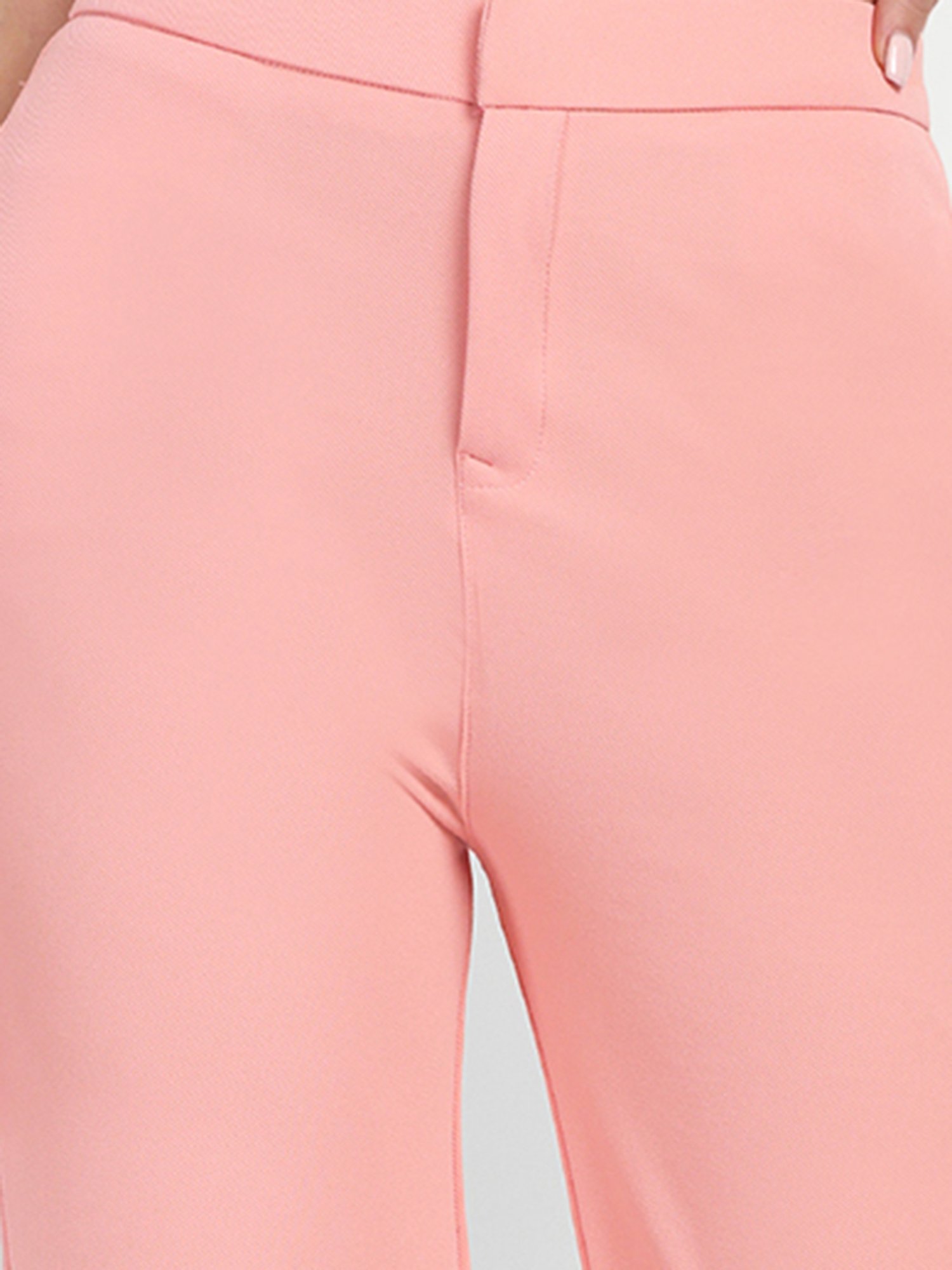 Broadstar Pink Straight Fit High Rise Trousers