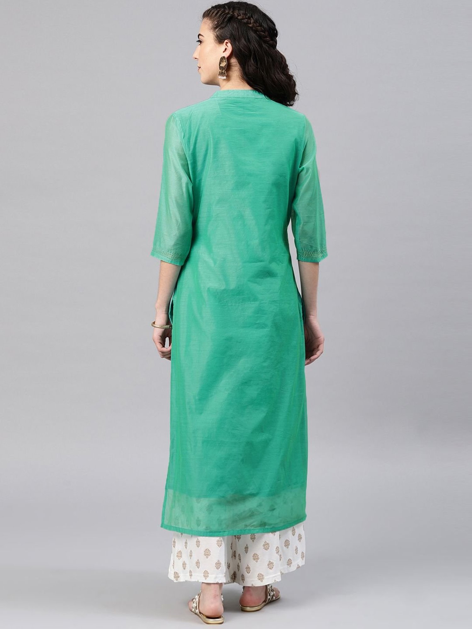 Alena Green Embroidered Straight Kurta