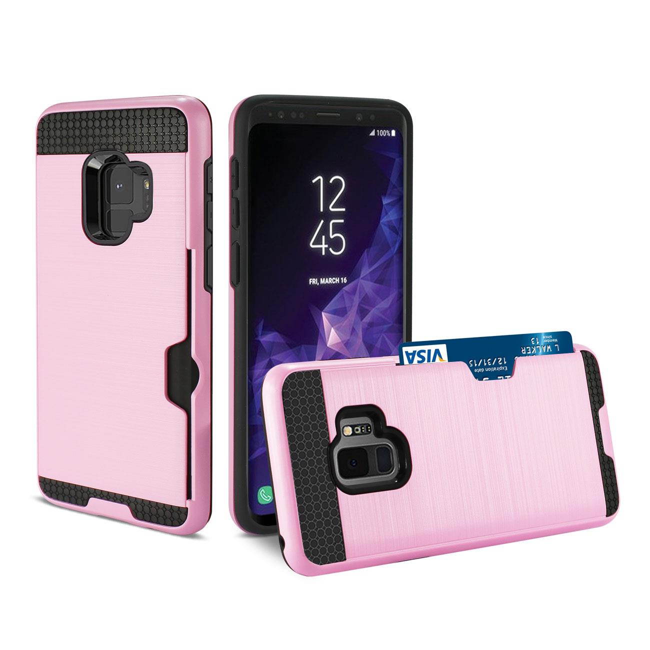Reiko Samsung Galaxy S9 Hybrid Case With Card Holder In Pink