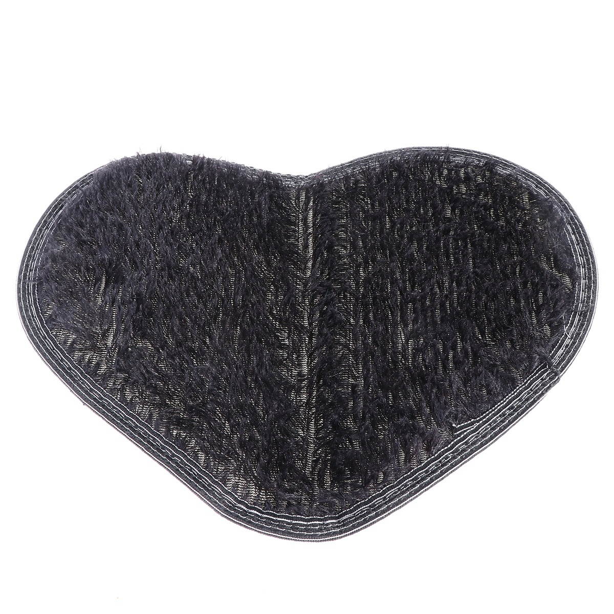 Sweet Heart Shape Fluffy Floor Mat Non-slip Area Rugs Carpet for Bedroom Dinning Room 30 x 40cm (Black)