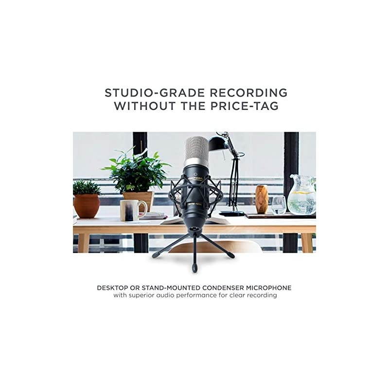 Pro MPM1000 - Studio Recording Condenser Microphone with Shockmount, Desktop Stand and Cable &ndash; Perfect for Podcasting and Voiceover Projects