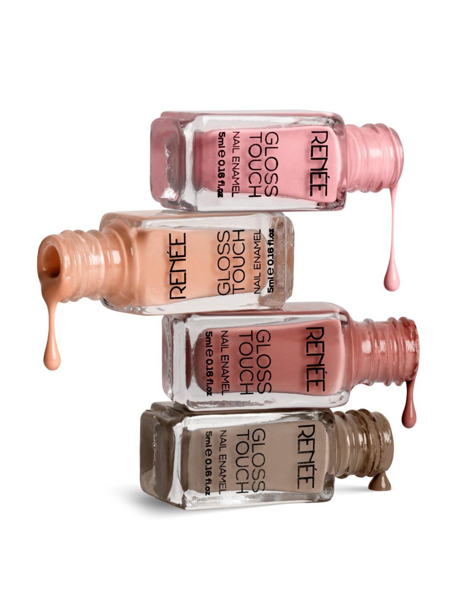 RENEE Gloss Touch N02 Everyday Nudes Nail Enamel - Pack of 4