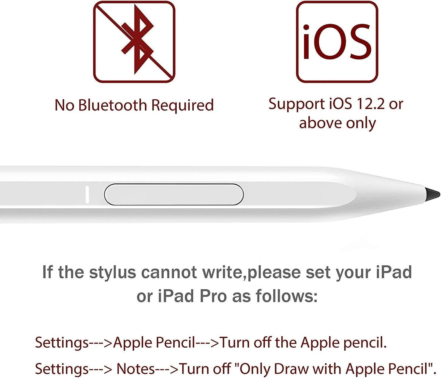 Stylus Pen for iPad with Palm Rejection, Active Pencil Compatible with (2018-2020) Apple iPad Pro (11/12.9 Inch),iPad 6th/7th Gen,iPad Mini 5th Gen,iPad Air 3rd Gen for Precise Writing/Drawing