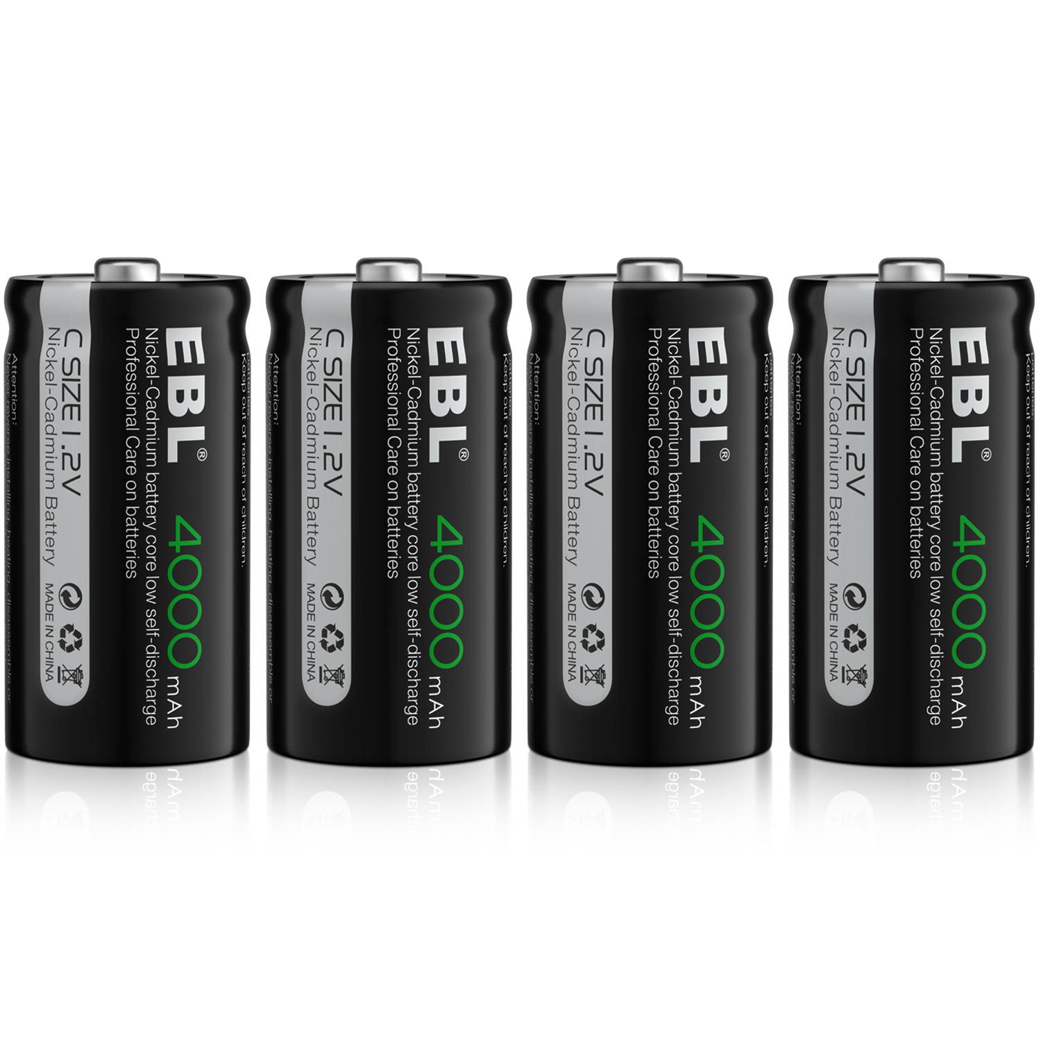 EBL 8PCS  Rechargeable C Battery High Performance Ni-Cd Battery 4000mAh