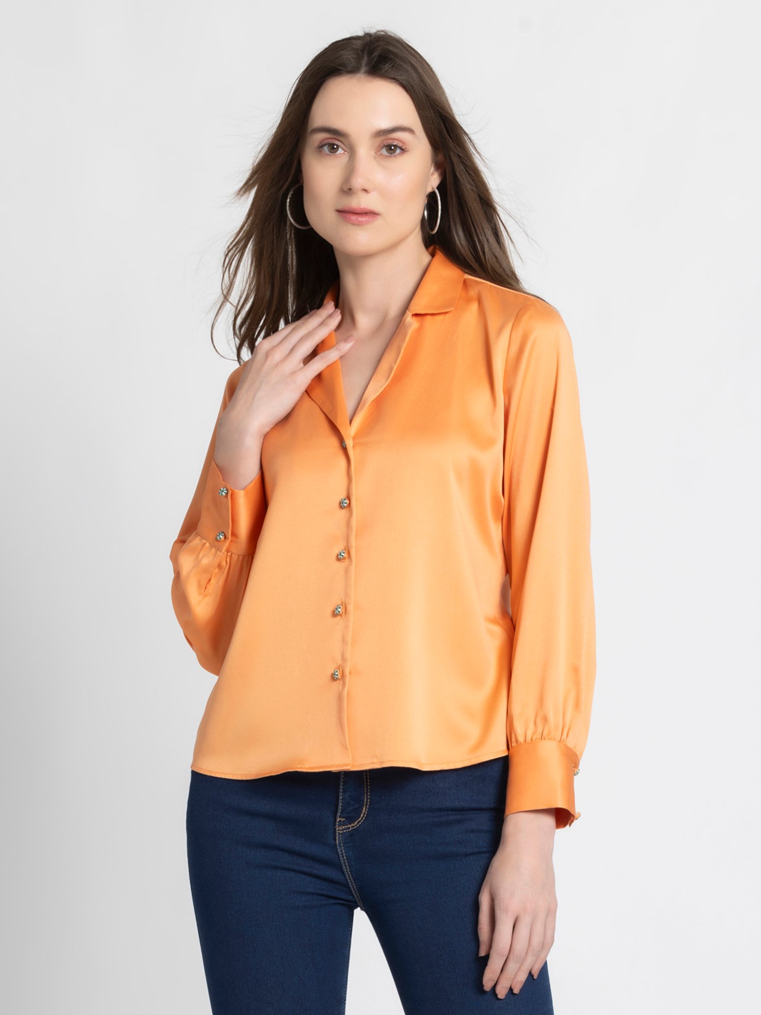 SHAYE Orange Regular Fit Top