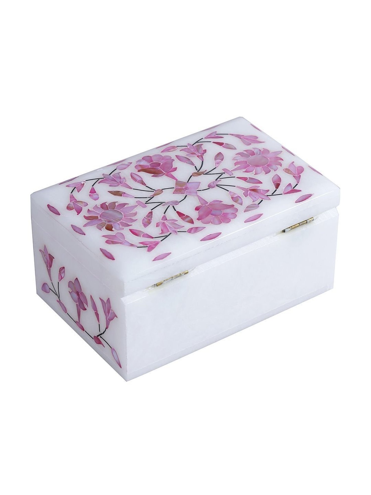 Aapno Rajasthan Pink & White Marble Multiusage Box