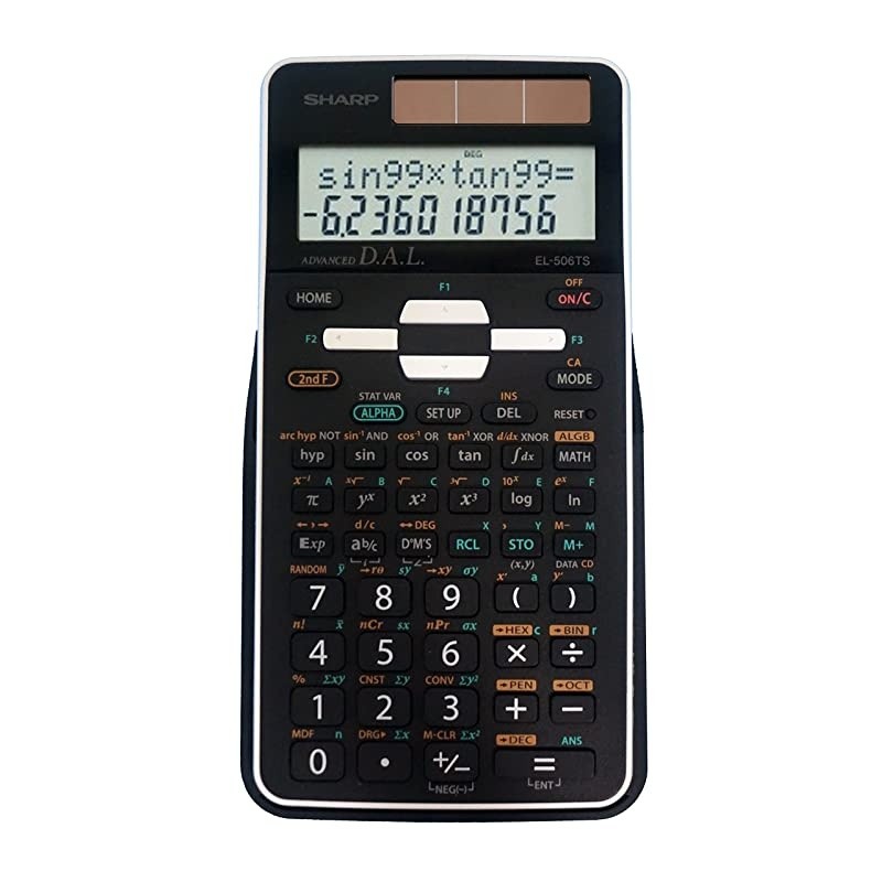 EL506TSBBW 12Digit EngineeringScientific Calculator with Protective Hard Cover Battery and Solar Hybrid Powered LCD Display Great for Students and Professionals Black