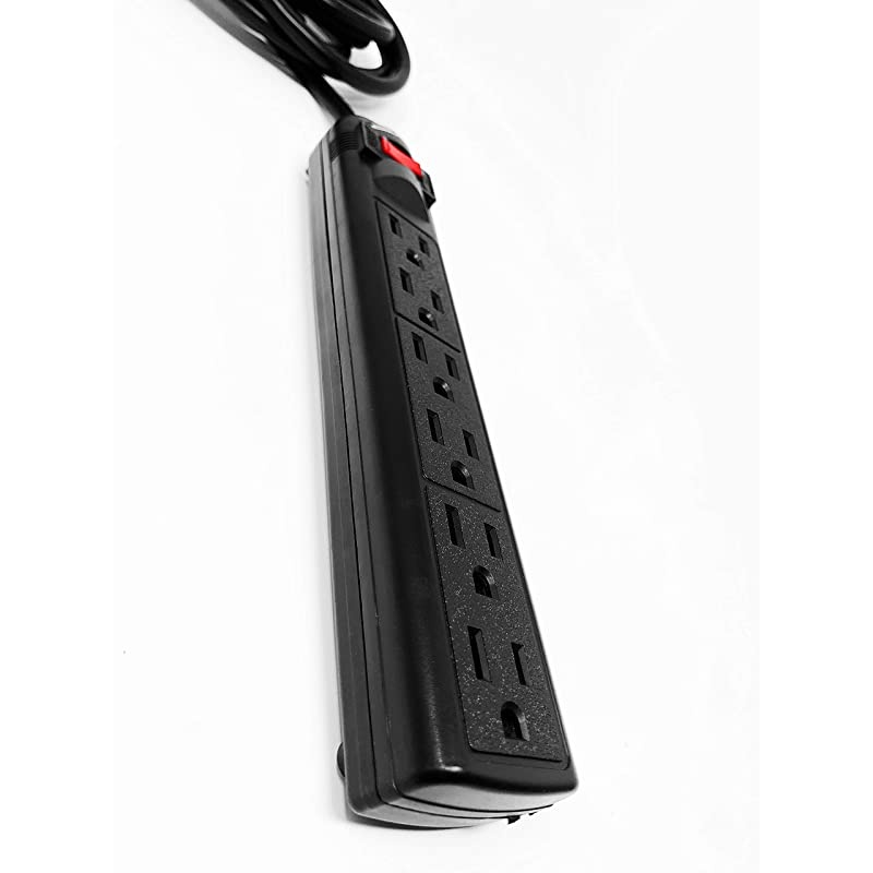 6-Outlet Surge Protector Power Strip with 25-Ft Long Extension Cord, Black, ETL Listed/UL Standard