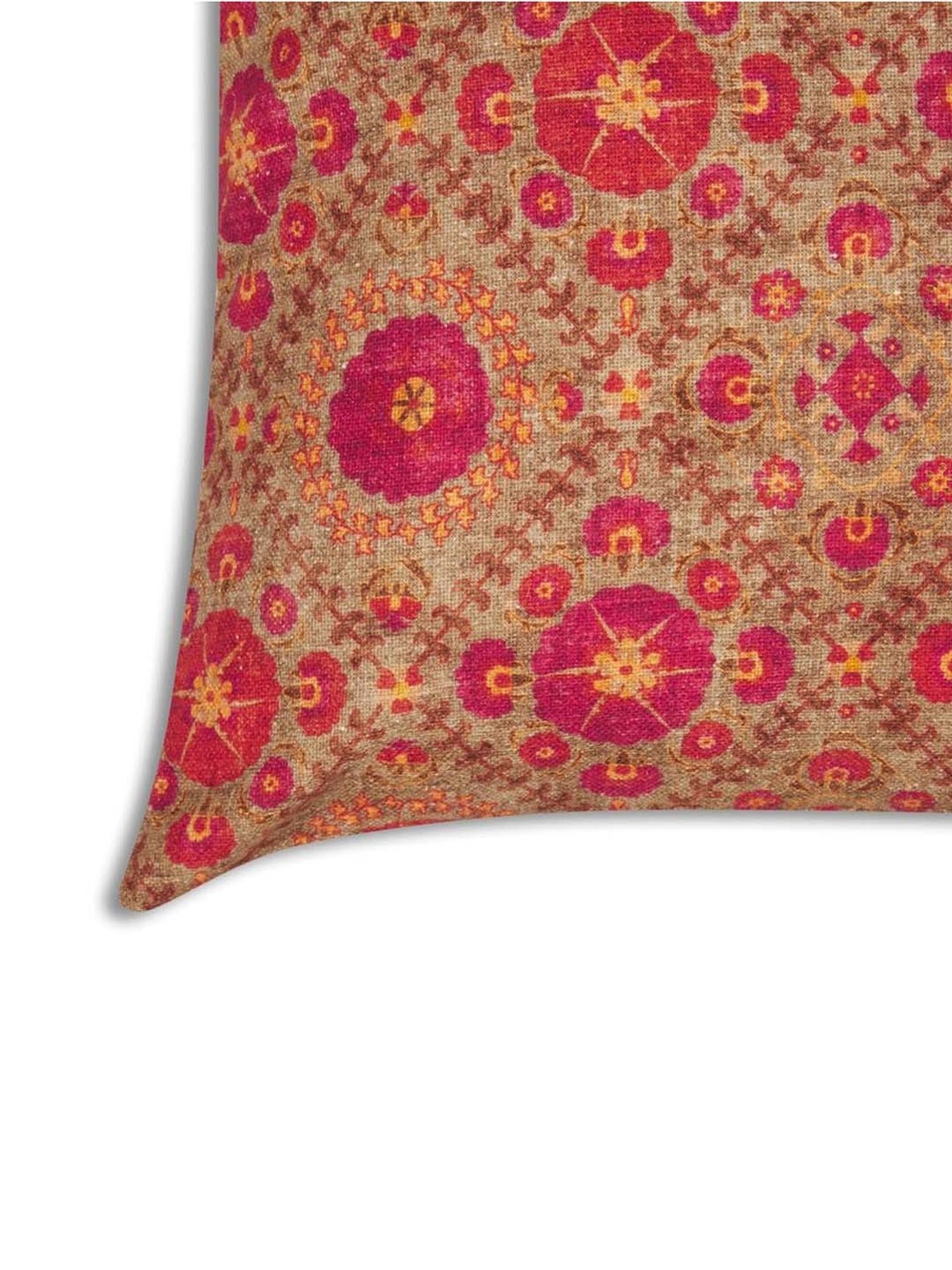 Fabindia Maroon Cotton Nieta Jaal Cushion Cover
