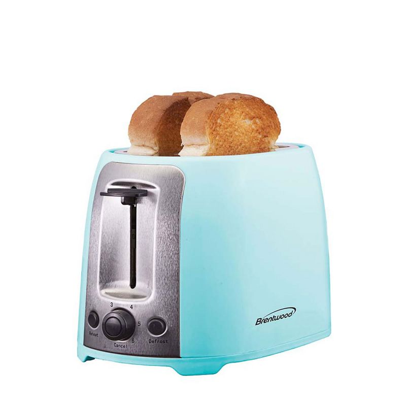 Brentwood TS-292BL 800 Watt 2 Slot 6 Setting Bread Slice Bagel Pastry Kitchen Toaster with Extra Wide Slots and Defrost, Blue