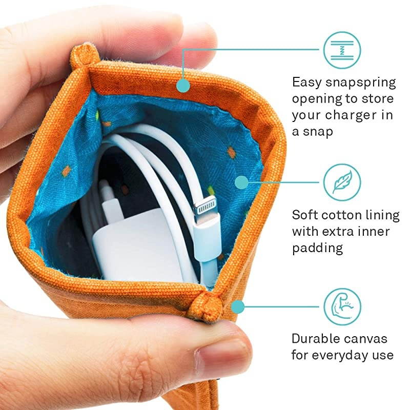 Wire Pocket Mobile Charger Case Pouch Bag Organizer Orange 2 Pack