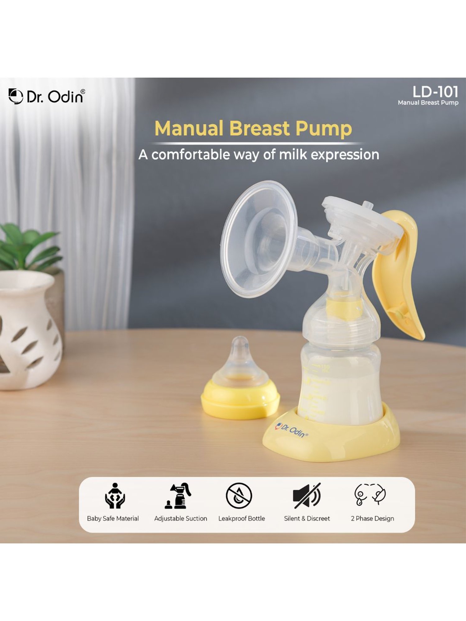 Dr. Odin Manual Breast Pump 150 ml (Yellow)