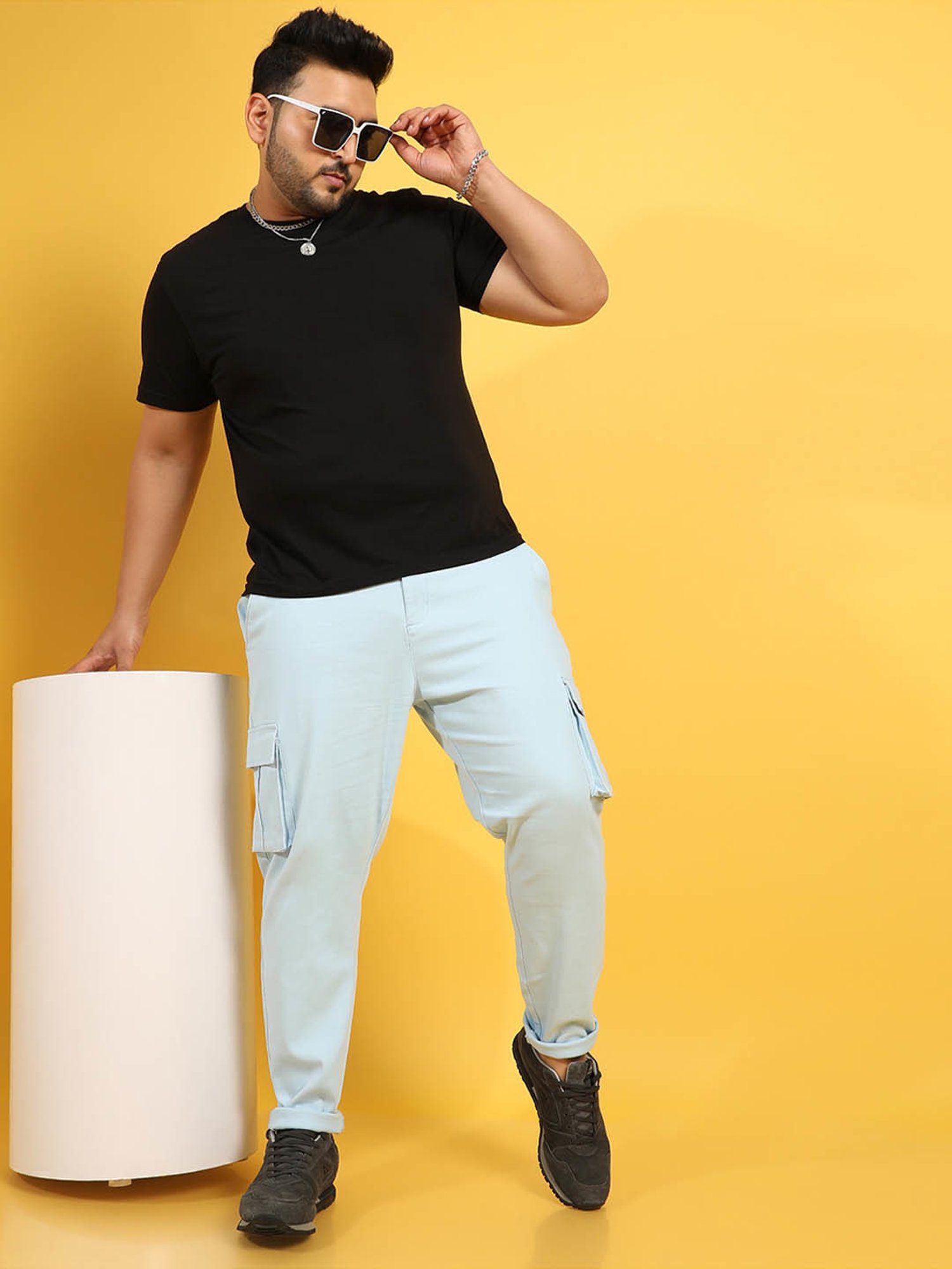 Instafab Plus Blue Regular fit Plus Size Cargos