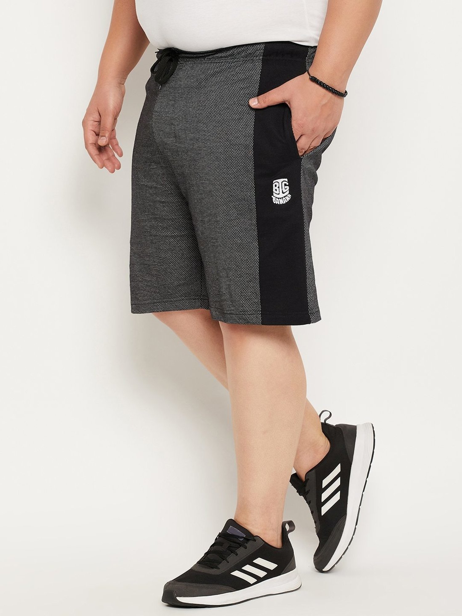 Bigbanana Black Cotton Regular Fit Colour Block Shorts