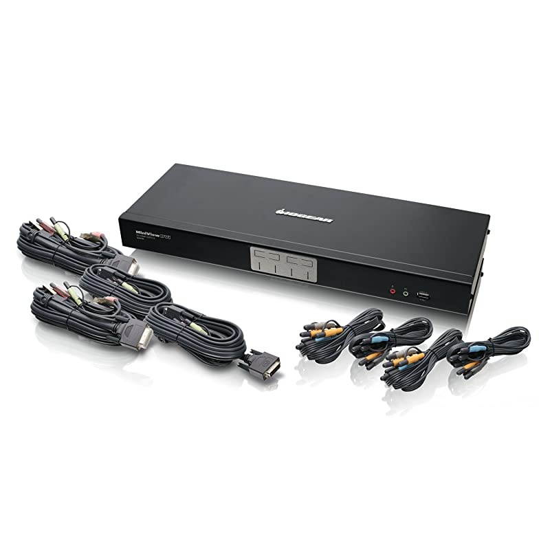4-Port Dual-Link DVI and Mini DisplayPort KVMP Kit with 7.1 Audio, TAA Compliant, GCS1784MDPKIT