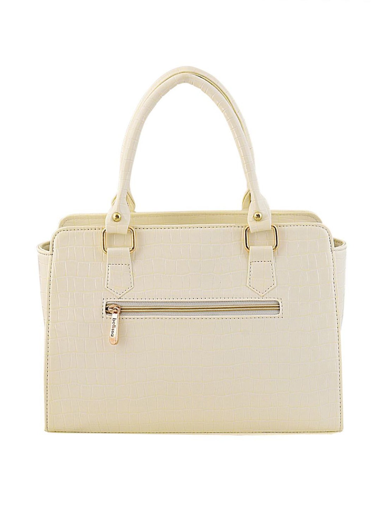 Bellissa White Textured Medium Premium Handbag