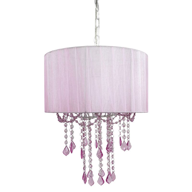 15" x 18" 1 Bulb Shaded Chandelier Pink - Tadpoles