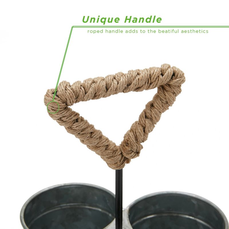 MIND READER Utensil Caddy [3 Round Compartments] (SILVER ROPE)